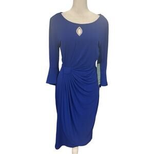 Connected Apparel Womens Faux Wrap Midi Wrap Dress - NWT